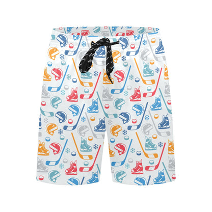 Hockey Equipment Print Design LKS301 Men's Swim Trunks Beach Shorts