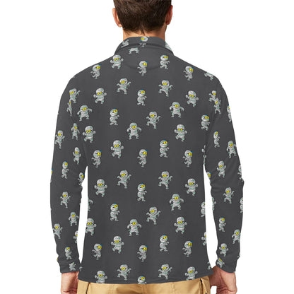 Mummy Print Design LKS305 Long Sleeve Polo Shirt For Men's