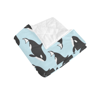 Killer Whale Pattern Print Design 01 Premium Quilt