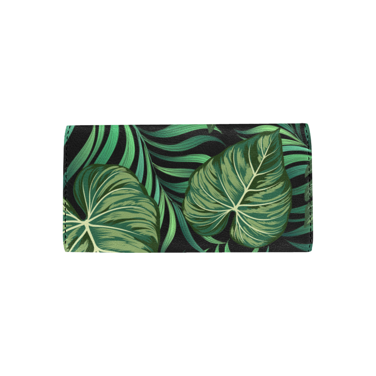 Green Fresh Tropical Palm Leaves Women's Trifold Wallet