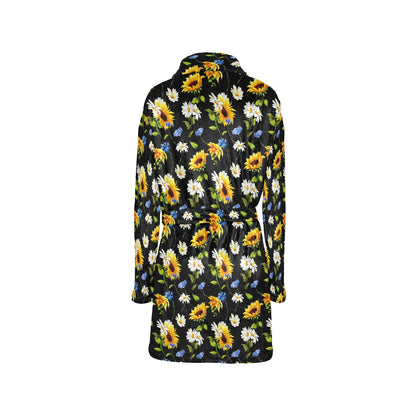 Sunflower Chamomile Bright Color Print Women's Fleece Robe