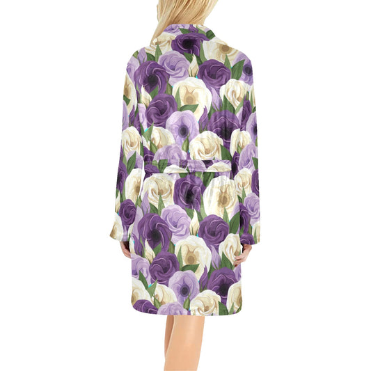 Lisianthus Pattern Print Design LT01 Women's Fleece Robe