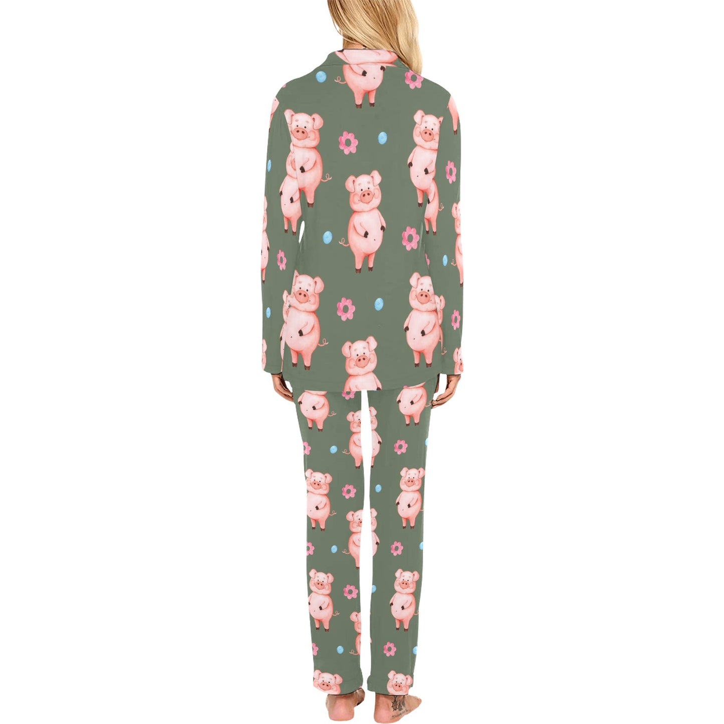 Pig Pattern Print Design 03 Women's Long Pajama Set