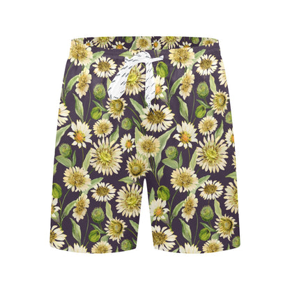 Daisy Vintage Print Pattern Men's Swim Trunks Beach Shorts