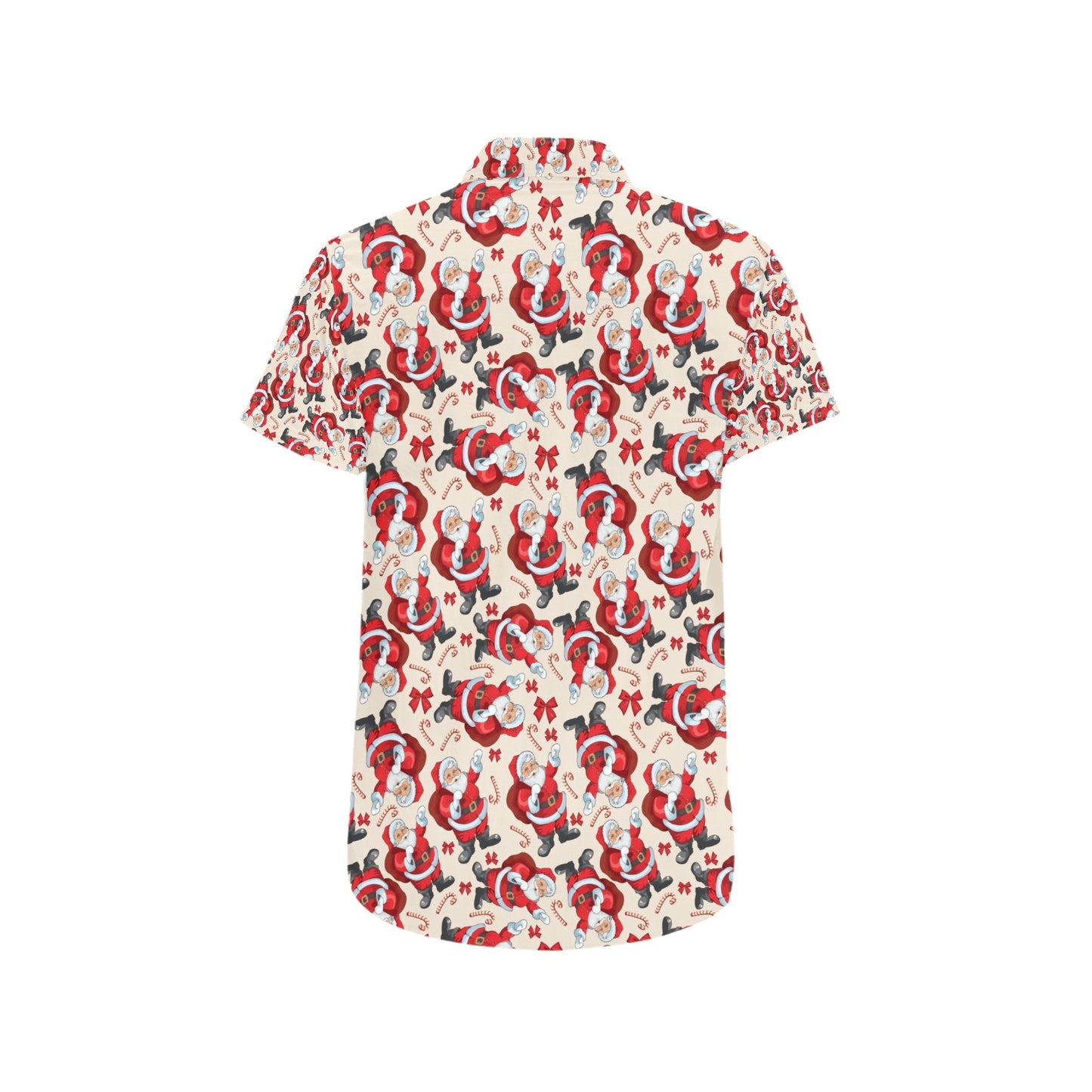 Santa Christmas Themed Print Design LKS302 Men Short Sleeve Button Up Shirt