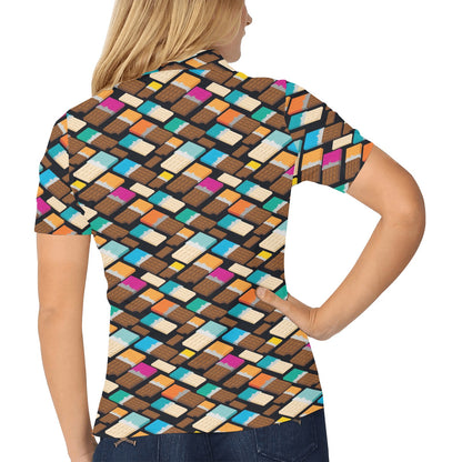 Chocolate Pattern Print Design 02 Women's Polo Shirt
