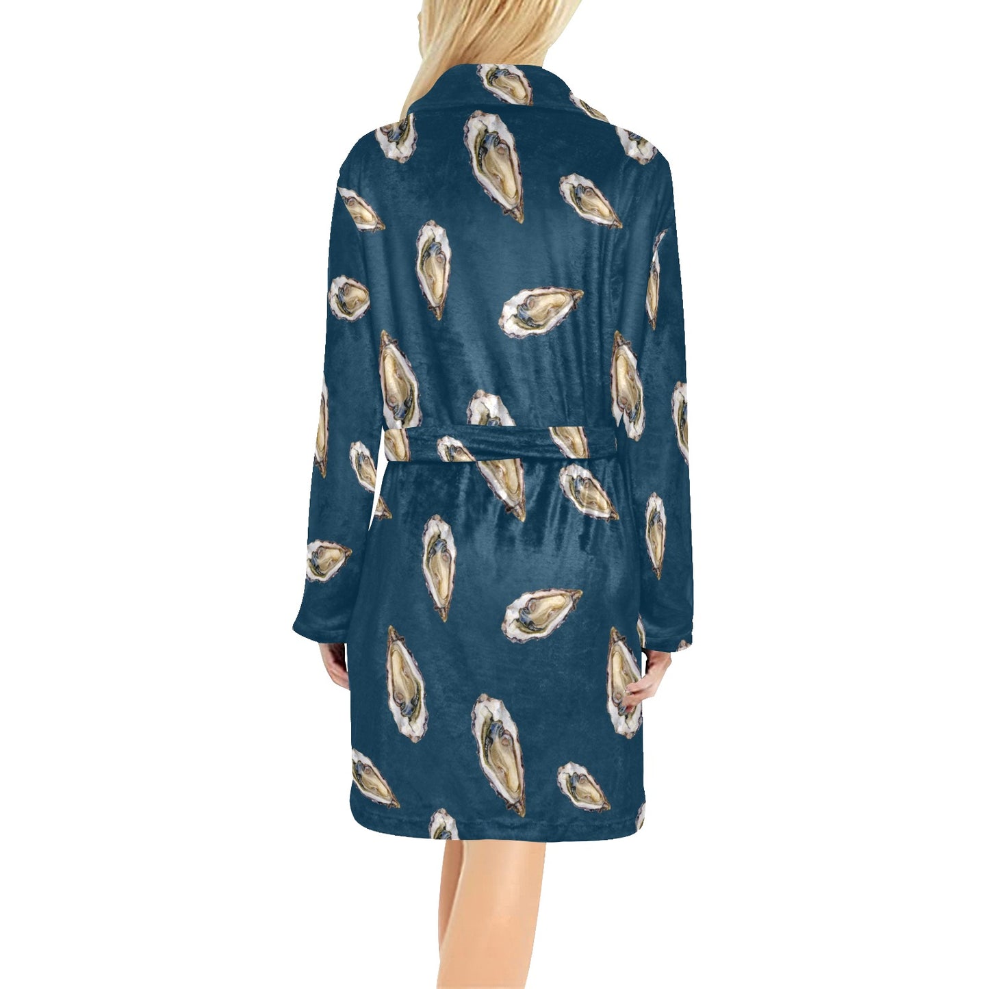 Oyster Pattern Print Design 03 Women's Fleece Robe
