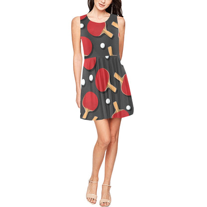 Ping Pong Pattern Print Design A05 Sleeveless Dress
