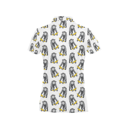 Chimpanzee Pattern Print Design 05 Women's Polo Shirt
