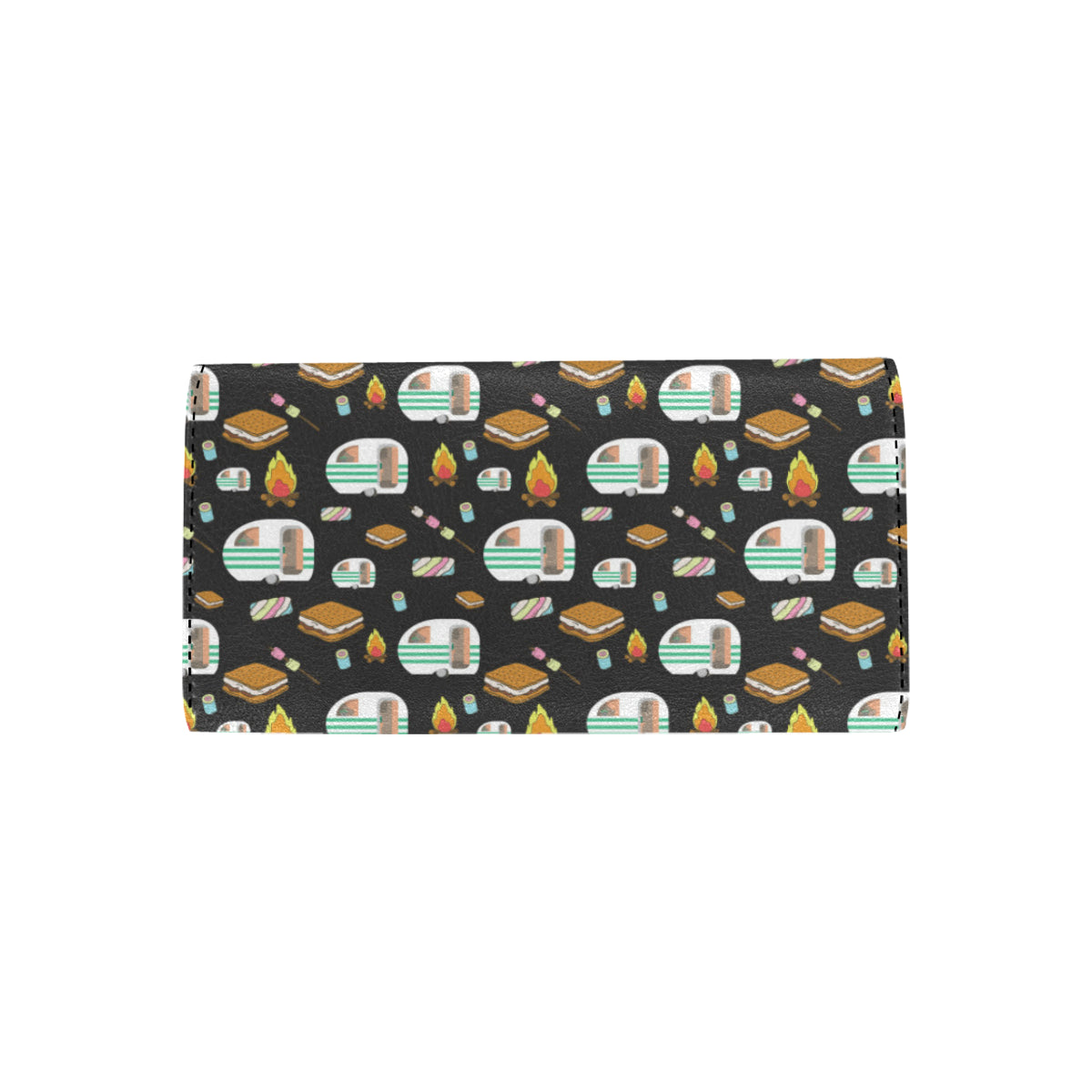 Camper marshmallow Camping Design Print Women's Trifold Wallet