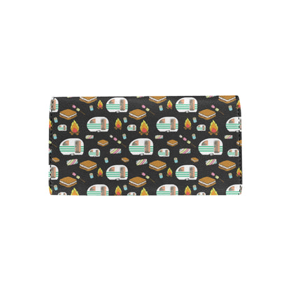 Camper marshmallow Camping Design Print Women's Trifold Wallet