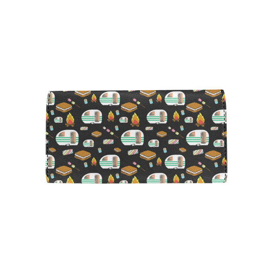 Camper marshmallow Camping Design Print Women's Trifold Wallet