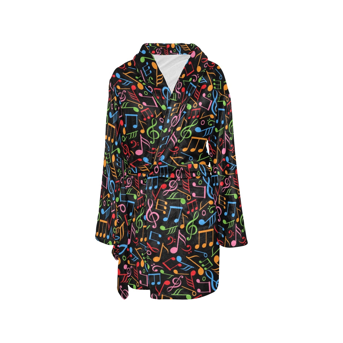 Music Note Colorful Themed Print Women's Fleece Robe
