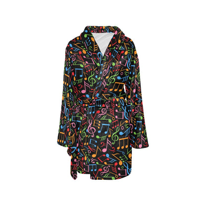 Music Note Colorful Themed Print Women's Fleece Robe