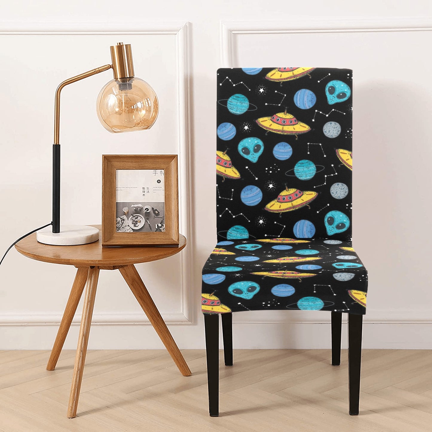 UFO Alien Print Design LKS306 Dining Chair Slipcover