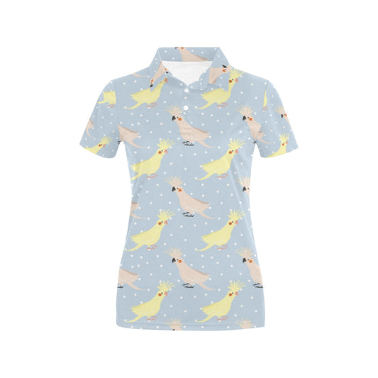 Cockatiel Pattern Print Design 03 Women's Polo Shirt