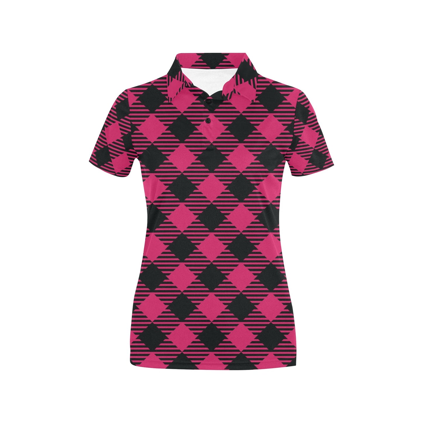Buffalo check Pink Pattern Print Design 01 Women's Polo Shirt