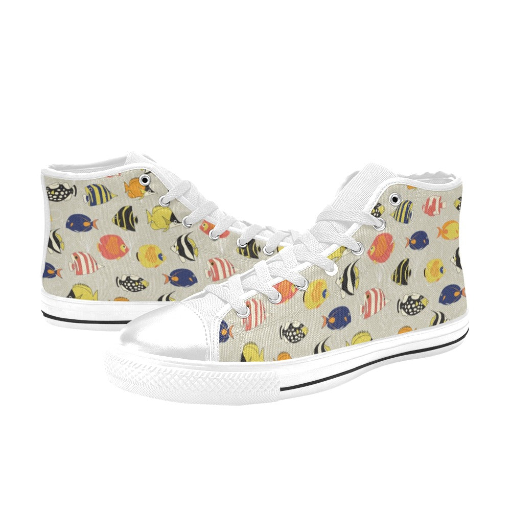 Angelfish Print Design LKS401 Men's High Top Canvas Shoes