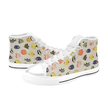 Angelfish Print Design LKS401 Men's High Top Canvas Shoes
