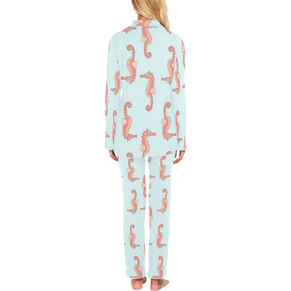 SeaHorse Pattern Print Design 01 Women's Long Pajama Set