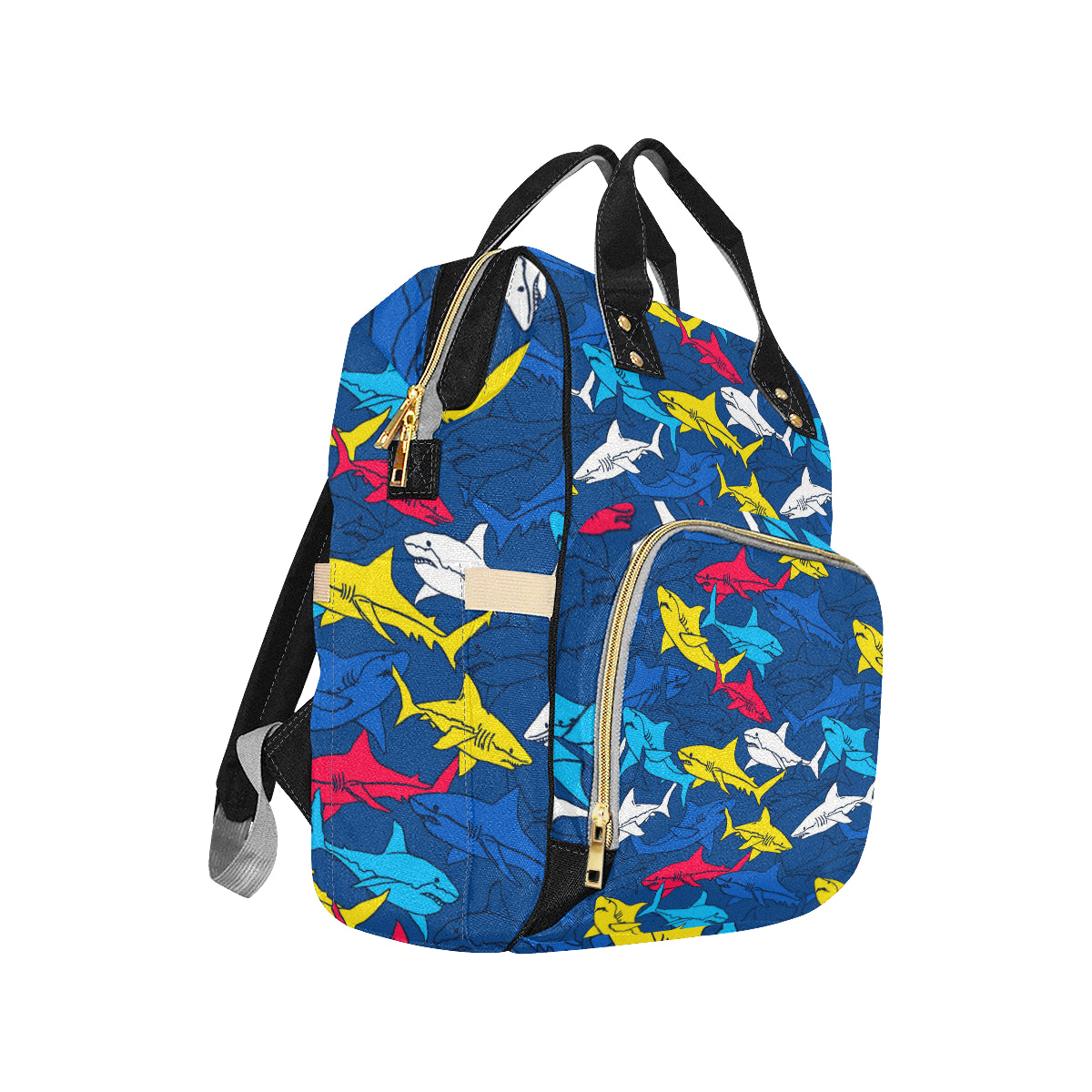 Shark Color Pattern Diaper Bag Backpack