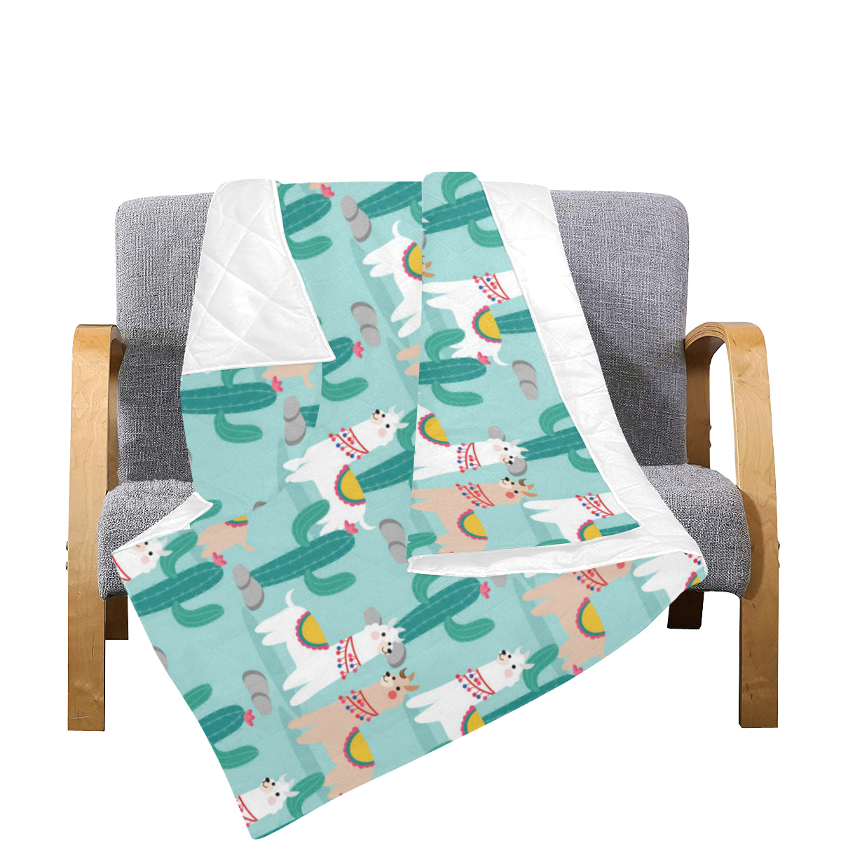 Llama Cactus Pattern Print Design 08 Premium Quilt