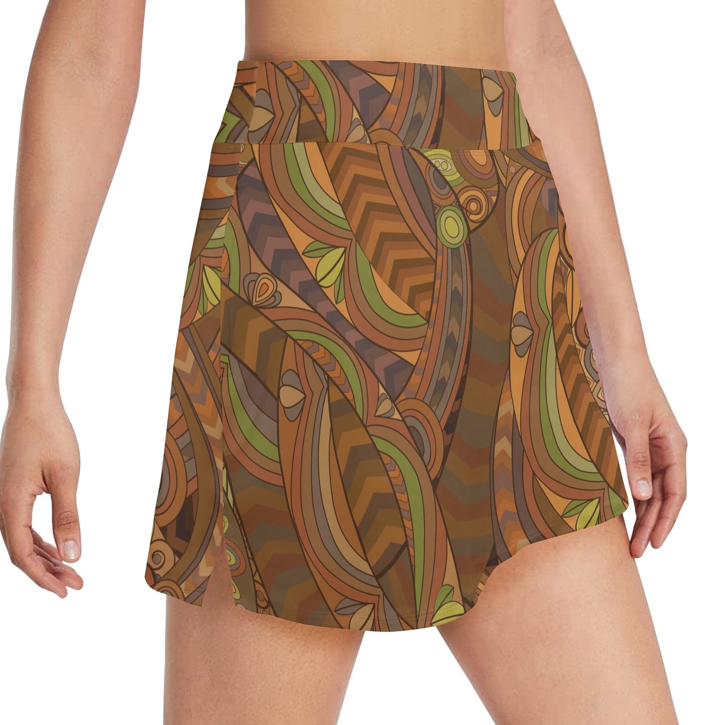 Maori Ornament Design Print 17" Golf & Pickleball Skort with Pockets