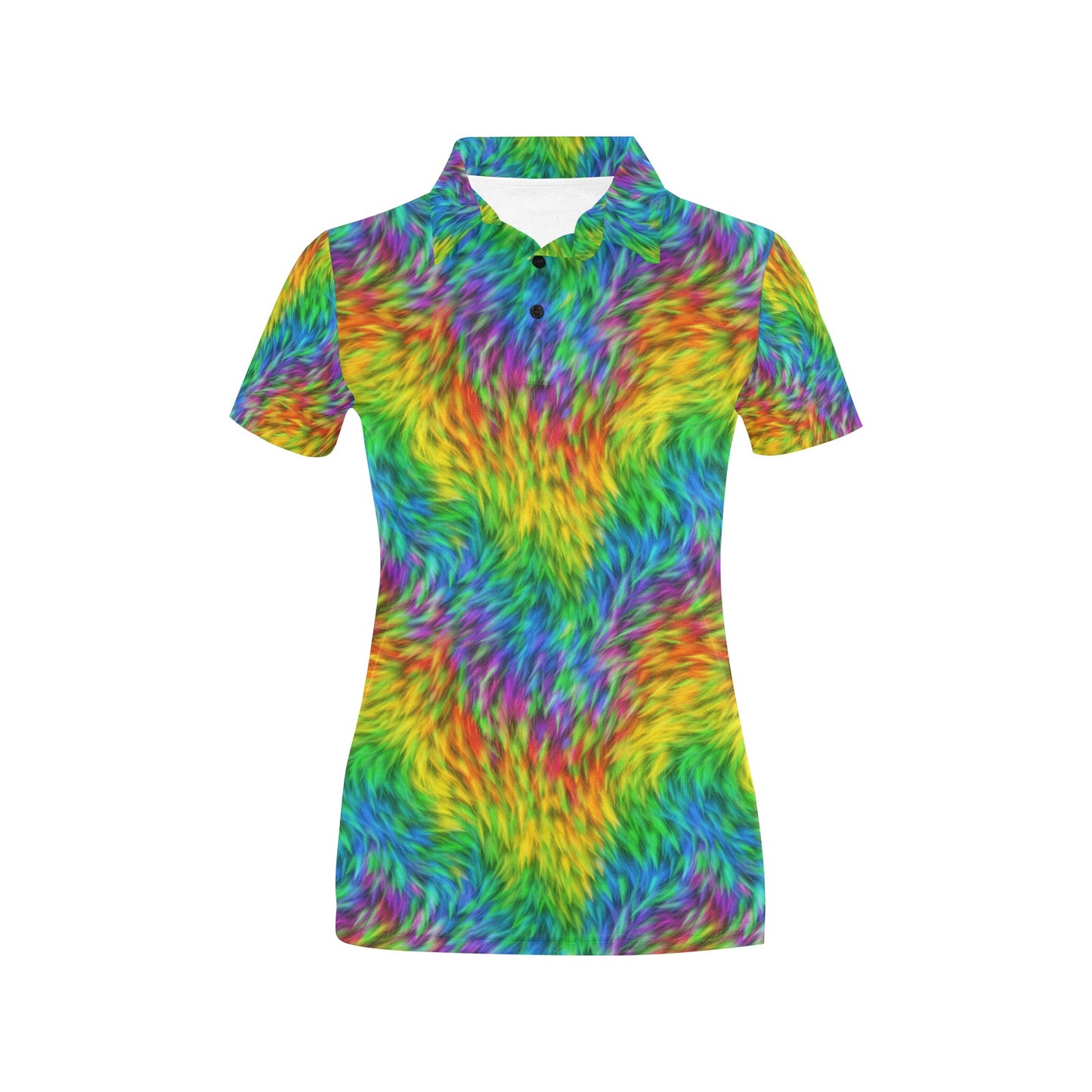 Rainbow Fur Design Print Women's Polo Shirt