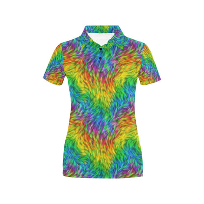 Rainbow Fur Design Print Women's Polo Shirt