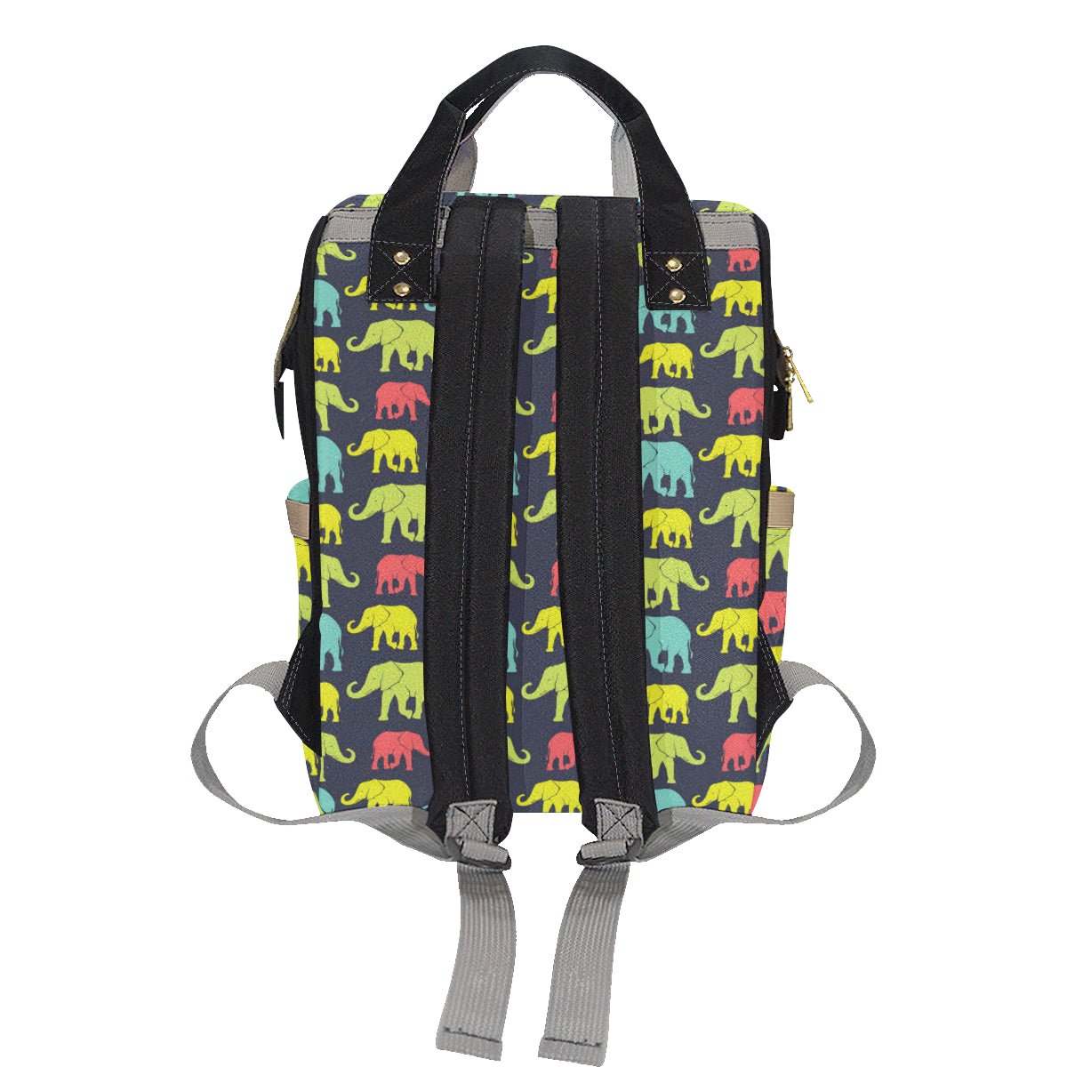 Elephant Neon Color Print Pattern Diaper Bag Backpack