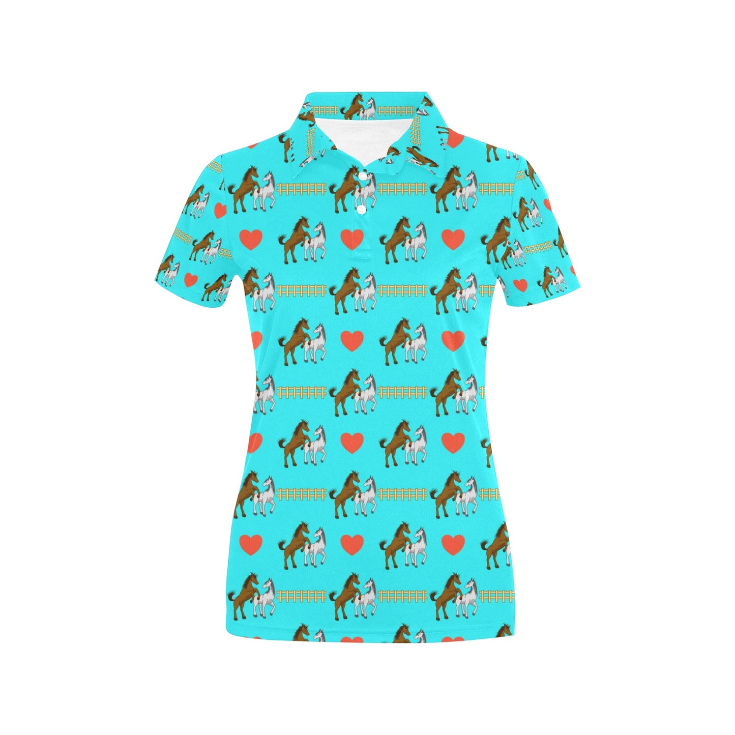 Horse Couple Love Print Design LKS309 Women's Polo Shirt