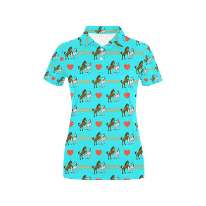 Horse Couple Love Print Design LKS309 Women's Polo Shirt