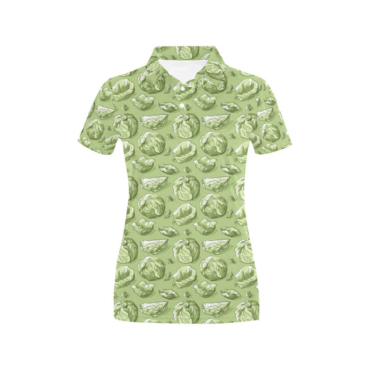 Brussels Sprouts Pattern Print Design 01 Women's Polo Shirt
