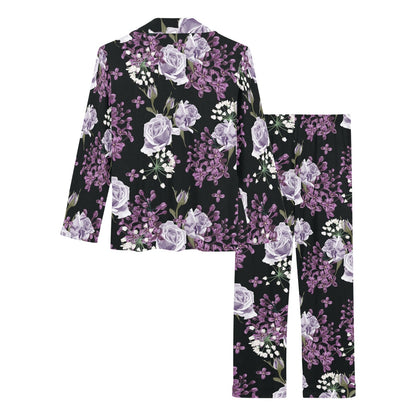 Lilac Pattern Print Design LI04 Women's Long Pajama Set