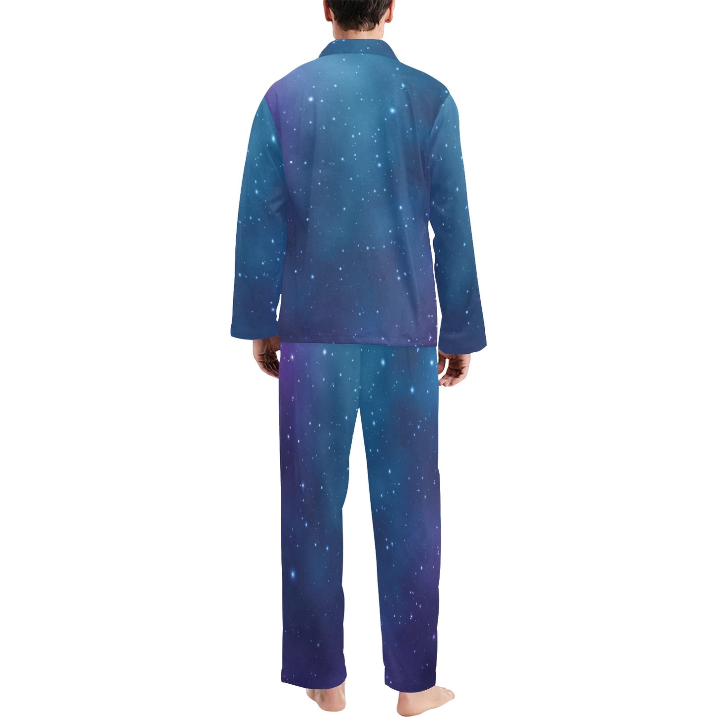 Nebula Pattern Print Design A01 Men's Long Pajama Set