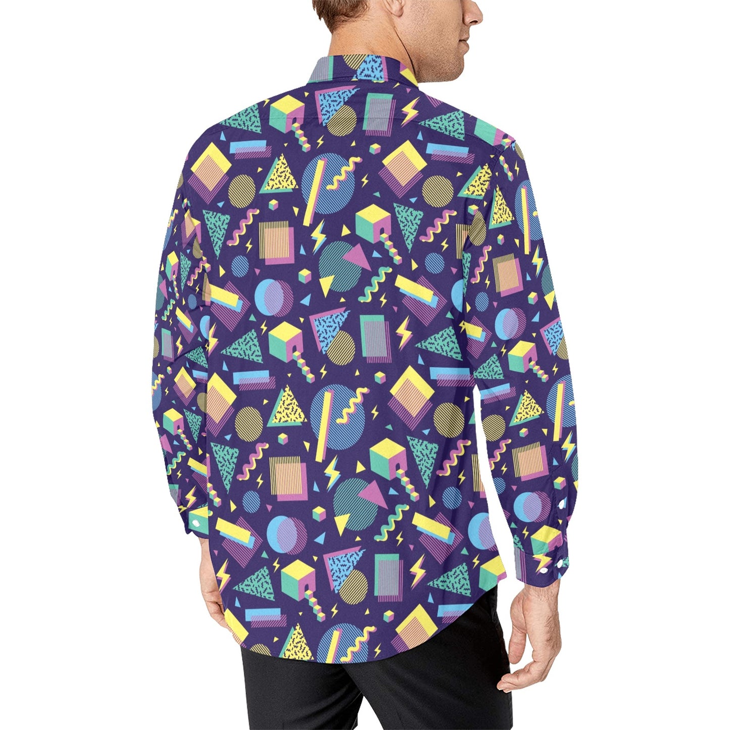 Geometric Print Design LKS401 Men's Long Sleeve Dress Shirt
