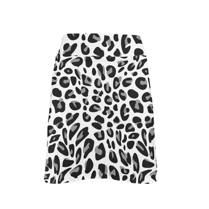 Snow Leopard Skin Print 17" Golf & Pickleball Skort with Pockets