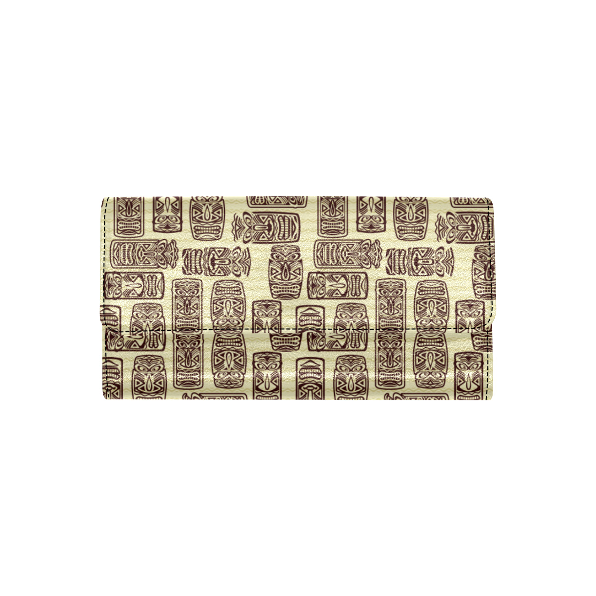 Tiki Brown Mask Print Women's Trifold Wallet
