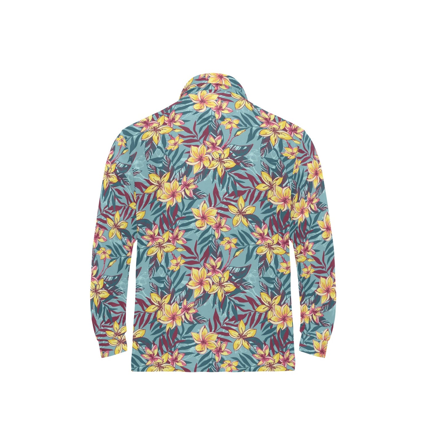Summer Floral Print Design LKS304 Long Sleeve Polo Shirt For Men's