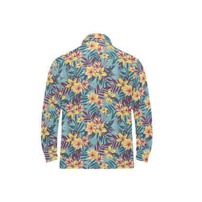 Summer Floral Print Design LKS304 Long Sleeve Polo Shirt For Men's