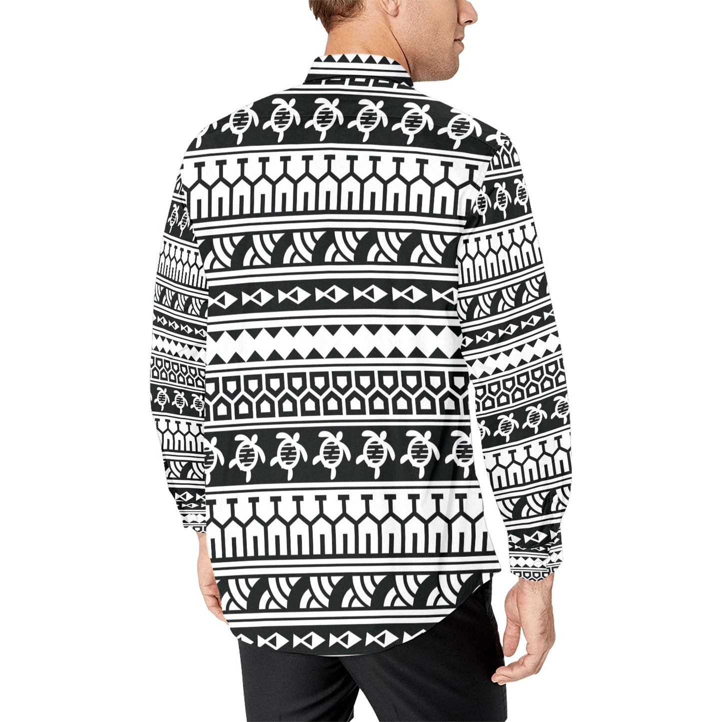 Samoan Pattern Print Design LKS303 Men's Long Sleeve Dress Shirt