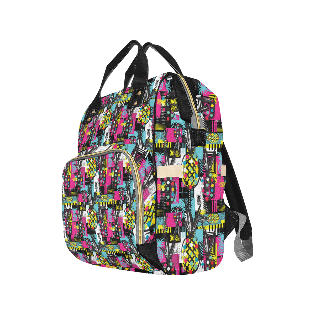 Pop Art Pineapple Pattern Print Design A02 Diaper Bag Backpack