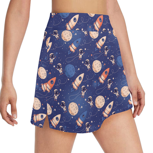 Space Astronaut Rocket Print Design LKS304 17" Golf & Pickleball Skort with Pockets