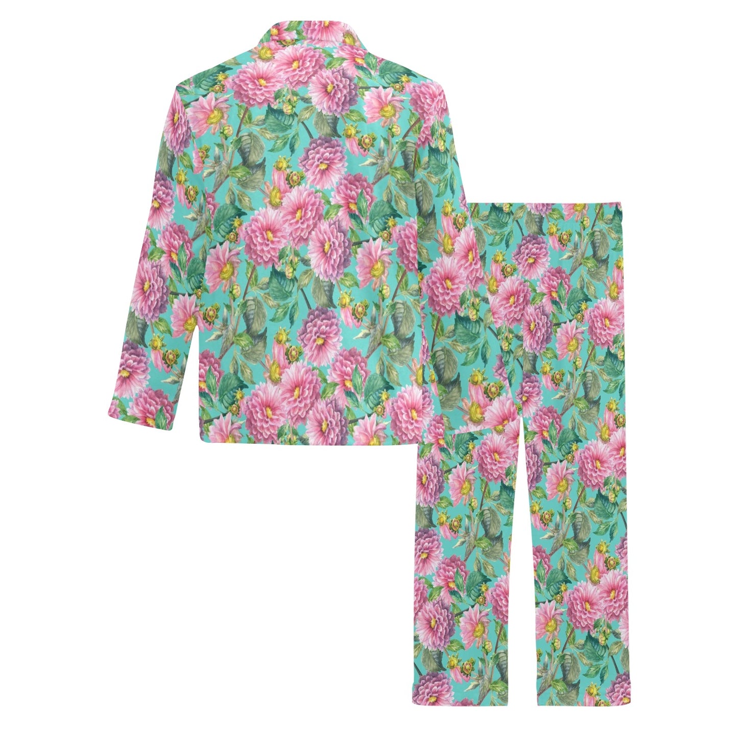 Dahlia Pattern Print Design DH07 Men's Long Pajama Set