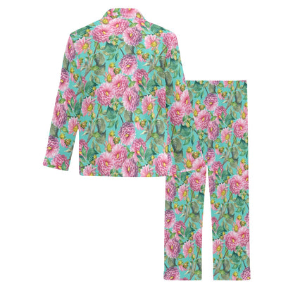 Dahlia Pattern Print Design DH07 Men's Long Pajama Set