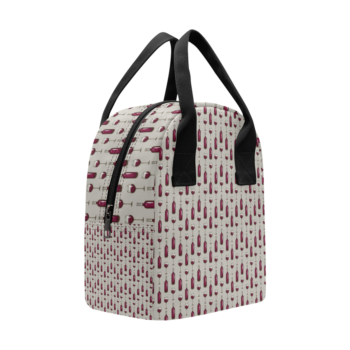 Wine Bottle Pattern Print Insulated Lunch Bag