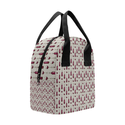 Wine Bottle Pattern Print Insulated Lunch Bag