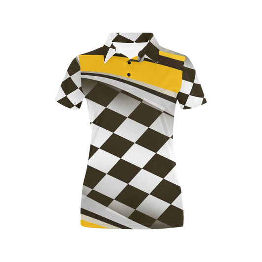 Checkered Flag Racing Style Women's Polo Shirt