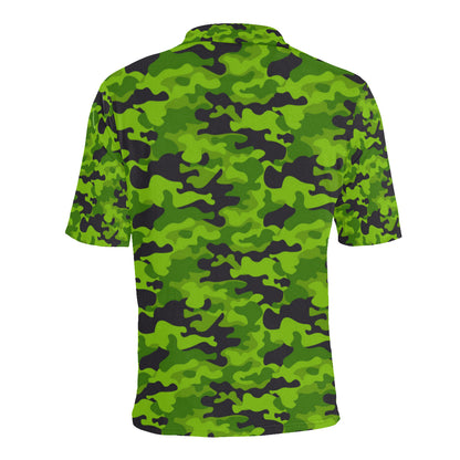 Green Kelly Camo Print Men Polo Shirt