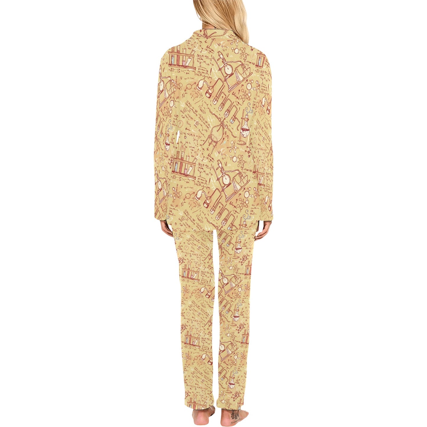 Chemical Pattern Print Design 01 Women's Long Pajama Set